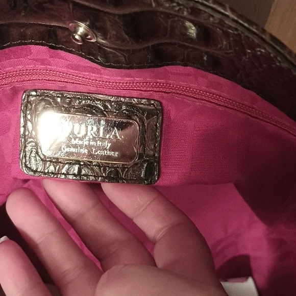 Furla Brown Croc-Embossed Tote Bag - Picture 4 of 10